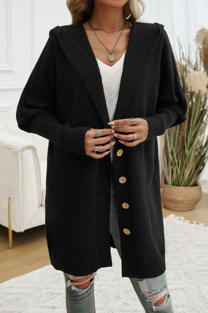 Devine Button Hooded Cardigan