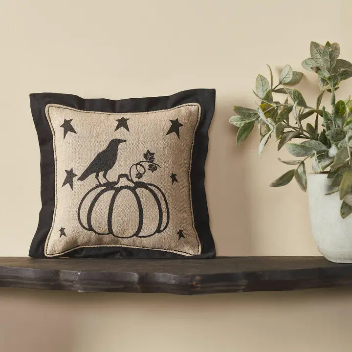 Raven Harvest Primitive Pumpkin Pillow