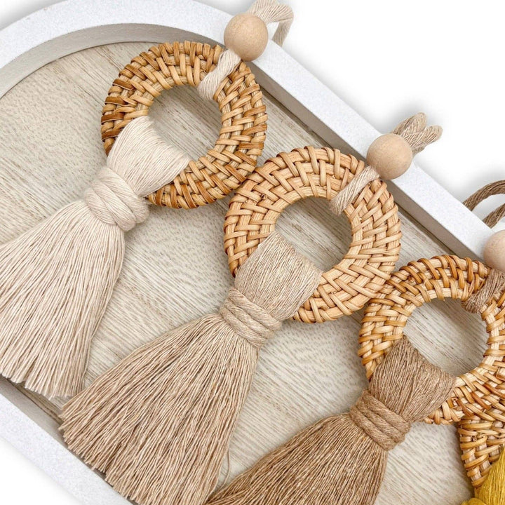 The Thrifty Handmade - Macrame Rattan Diffuser Car Charm for Essential Oils