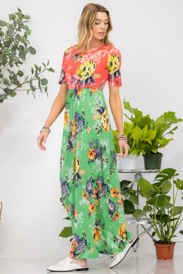 Celeste Full Size Short Sleeve Maxi Dress