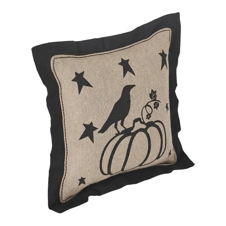 Raven Harvest Primitive Pumpkin Pillow