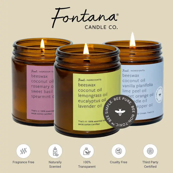Pure Vanilla Essential Oil Beeswax Jar Candle: Non-Toxic