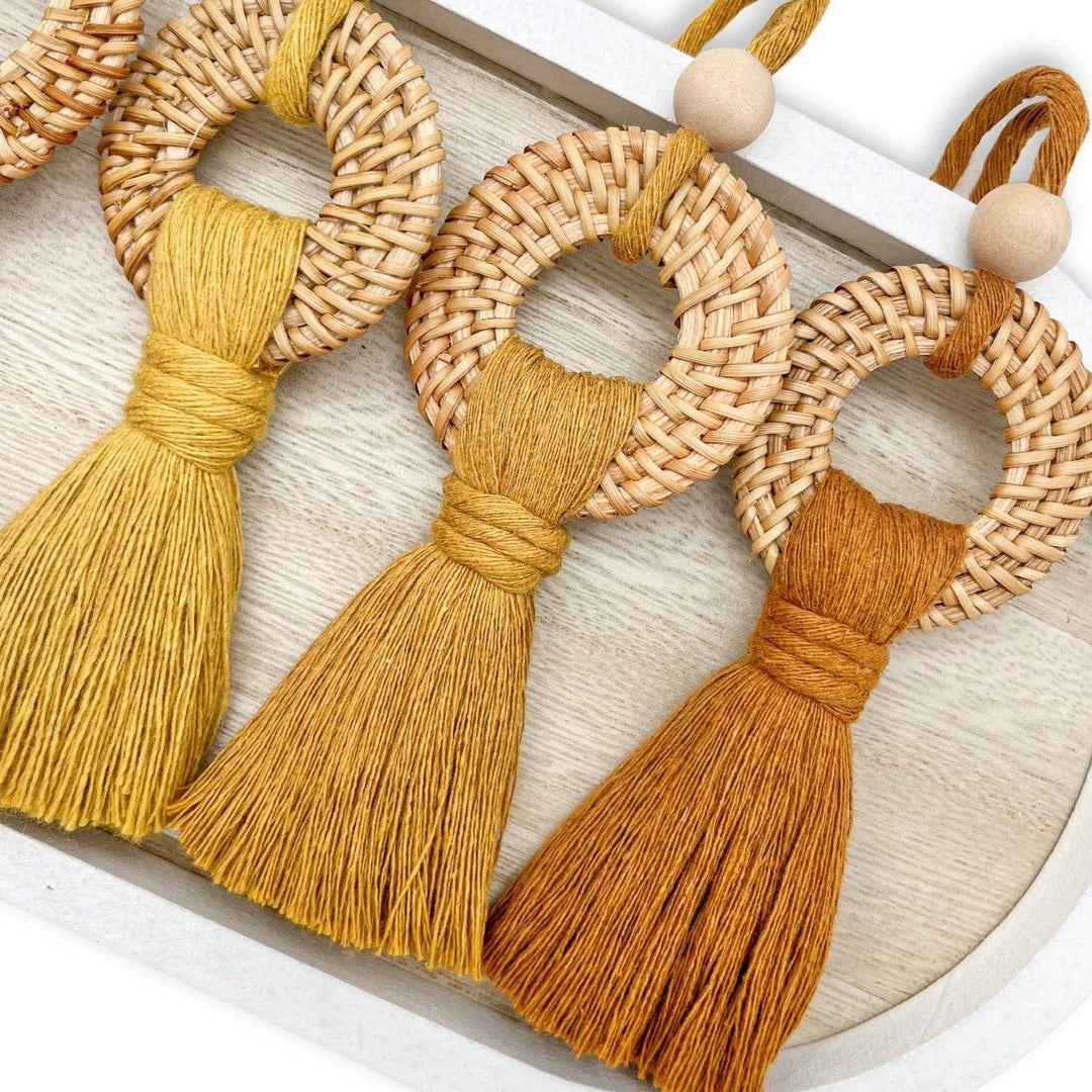 The Thrifty Handmade - Macrame Rattan Diffuser Car Charm for Essential Oils