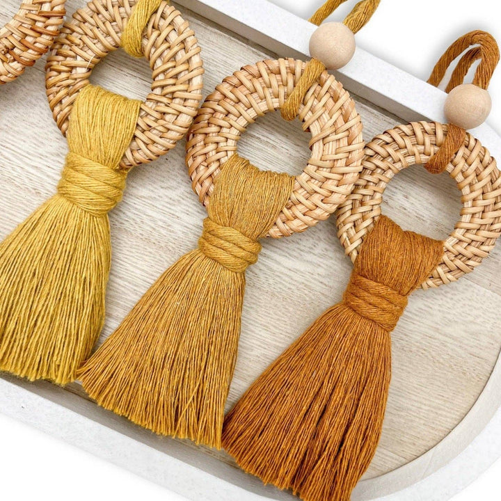 The Thrifty Handmade - Macrame Rattan Diffuser Car Charm for Essential Oils