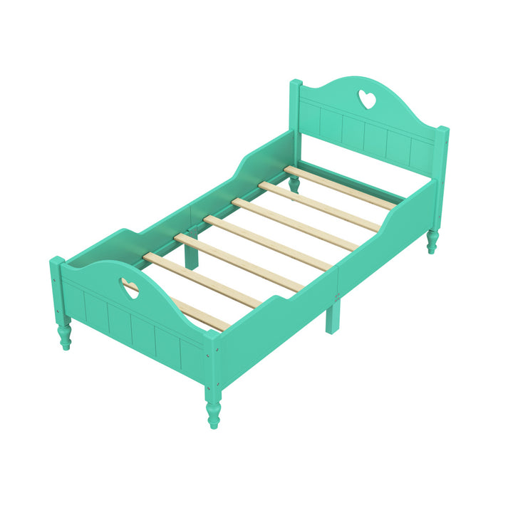 Love Princess Bed Macaron Twin Size Toddler Bed with Side Safety Rails, Headboard and Footboard