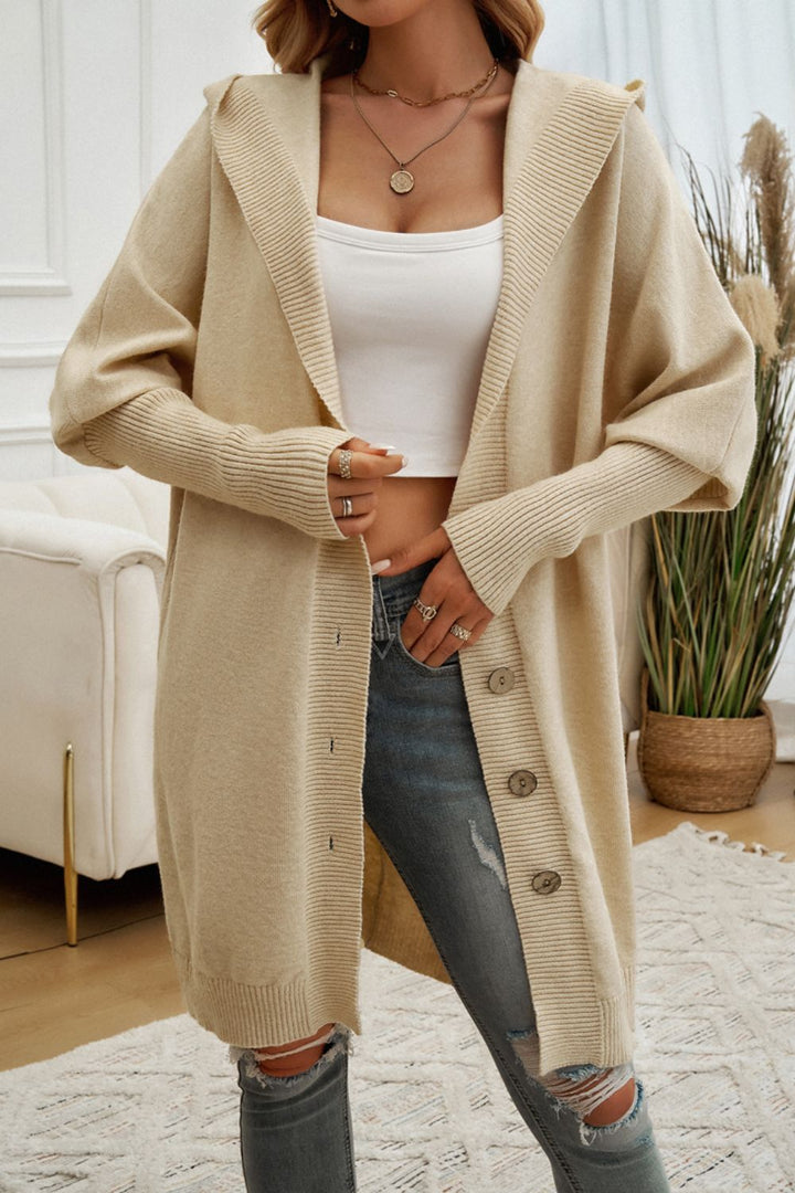 Devine Button Hooded Cardigan