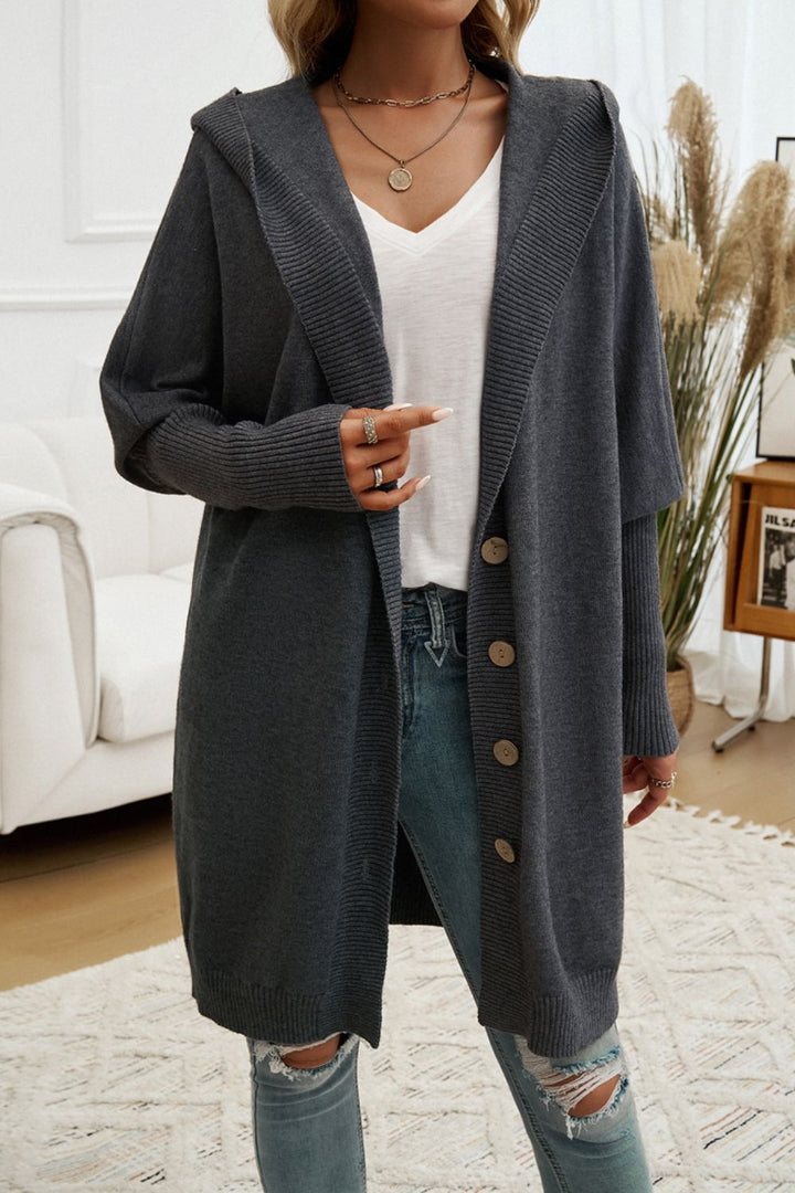 Devine Button Hooded Cardigan