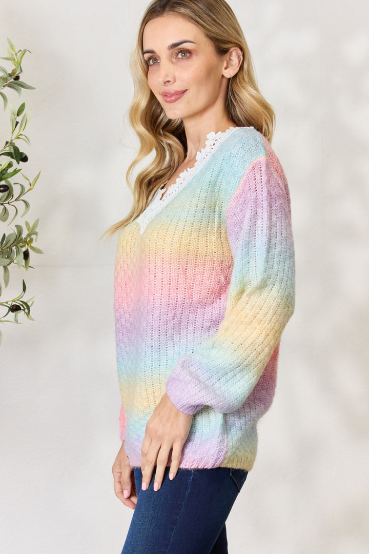 BiBi Rainbow Crochet Sweater