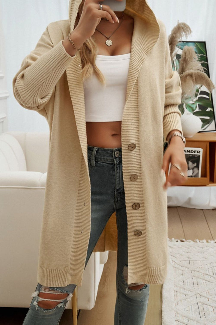 Devine Button Hooded Cardigan