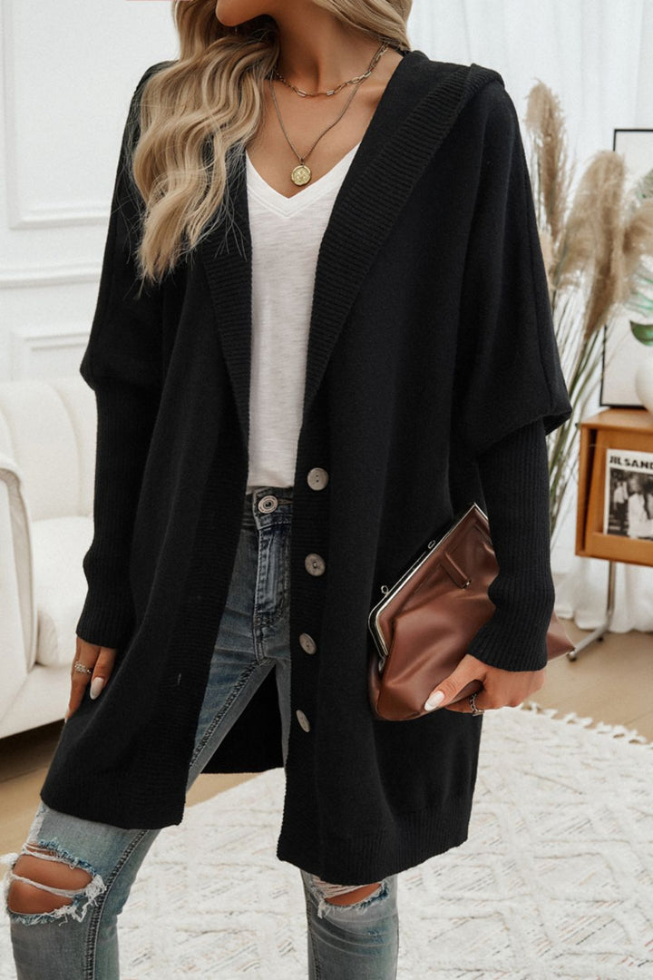 Devine Button Hooded Cardigan