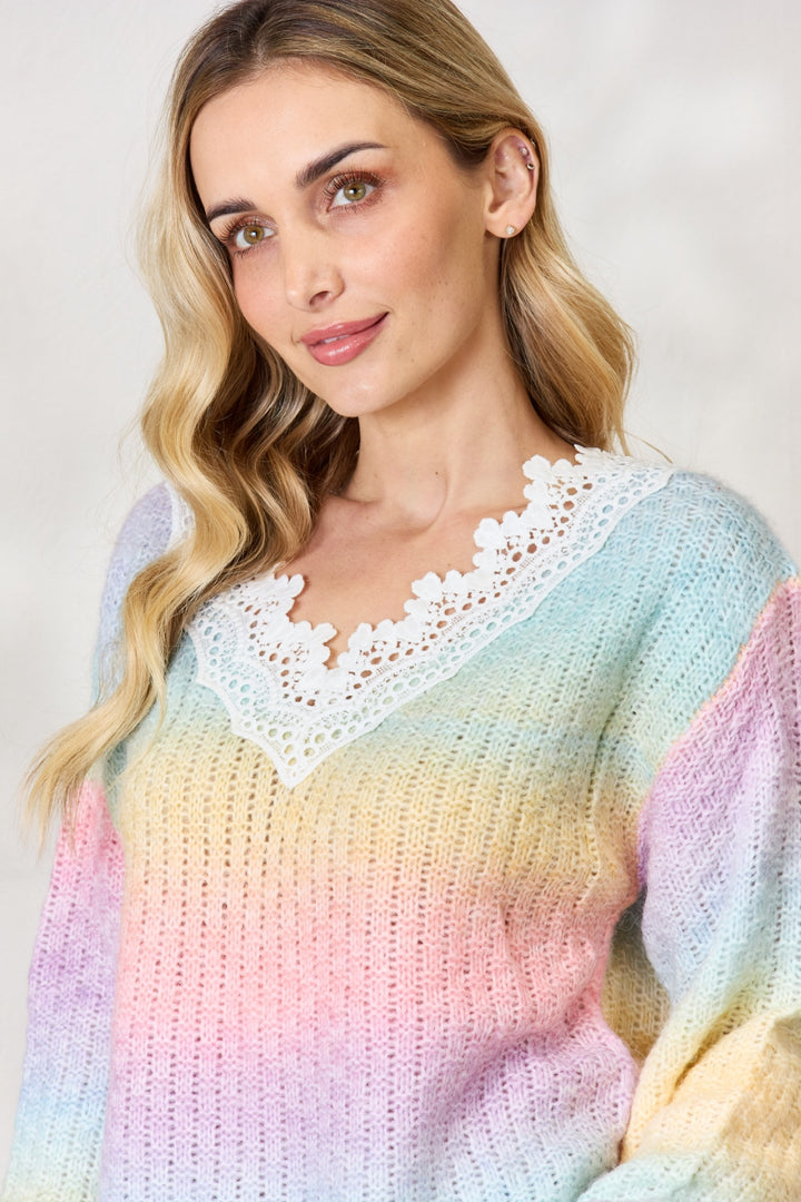 BiBi Rainbow Crochet Sweater