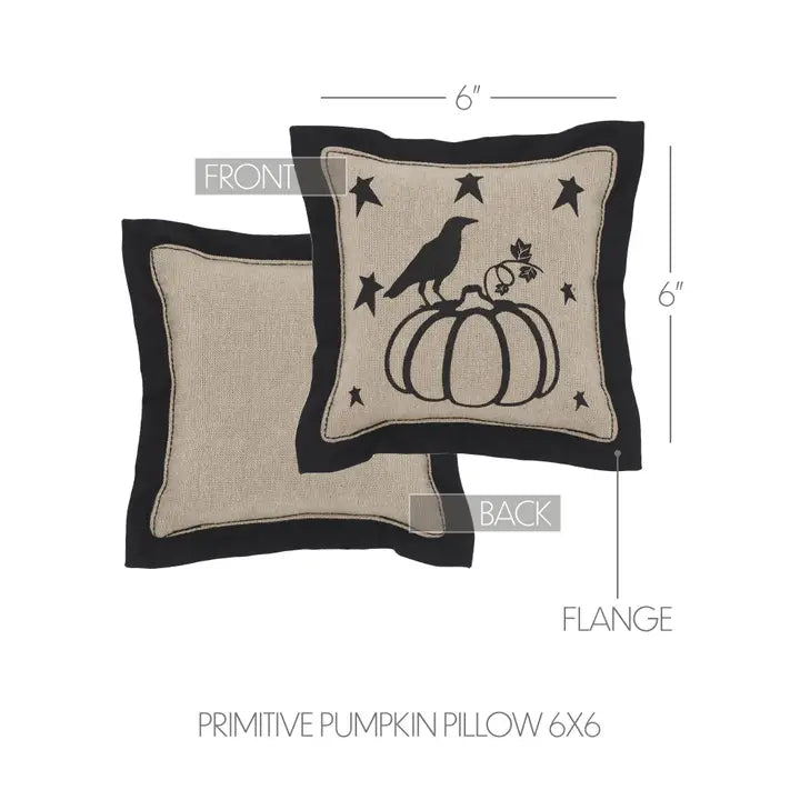 Raven Harvest Primitive Pumpkin Pillow