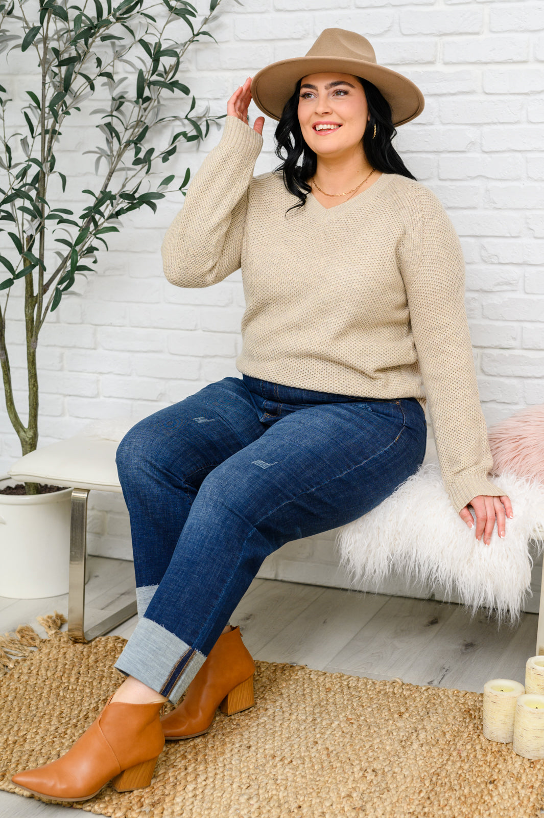 Chai Latte V-Neck Sweater