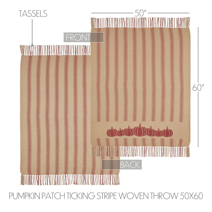 Harvest Blessings Pumpkin Patch Ticking Strip Woven Throw
