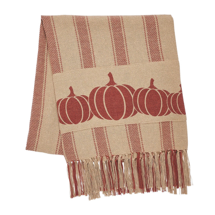 Harvest Blessings Pumpkin Patch Ticking Strip Woven Throw