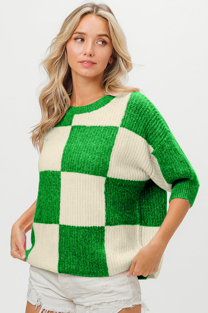 BiBi Checkered GO green!  Sweater