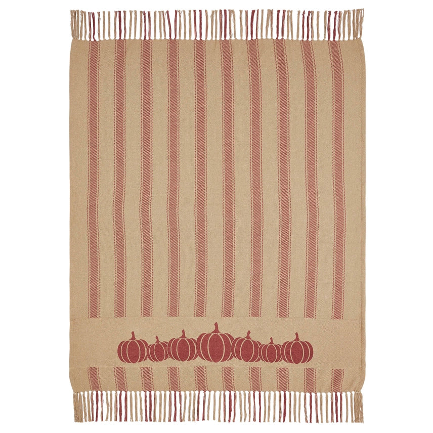 Harvest Blessings Pumpkin Patch Ticking Strip Woven Throw