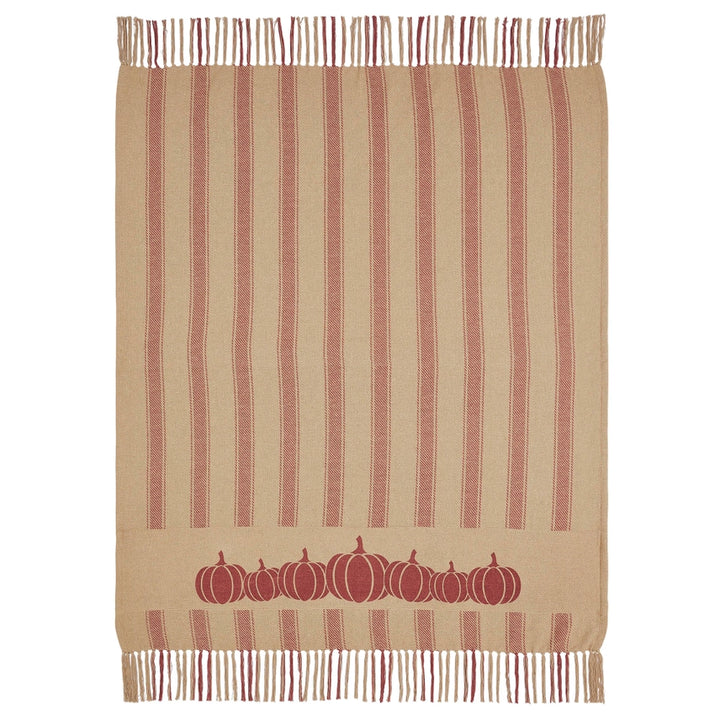 Harvest Blessings Pumpkin Patch Ticking Strip Woven Throw