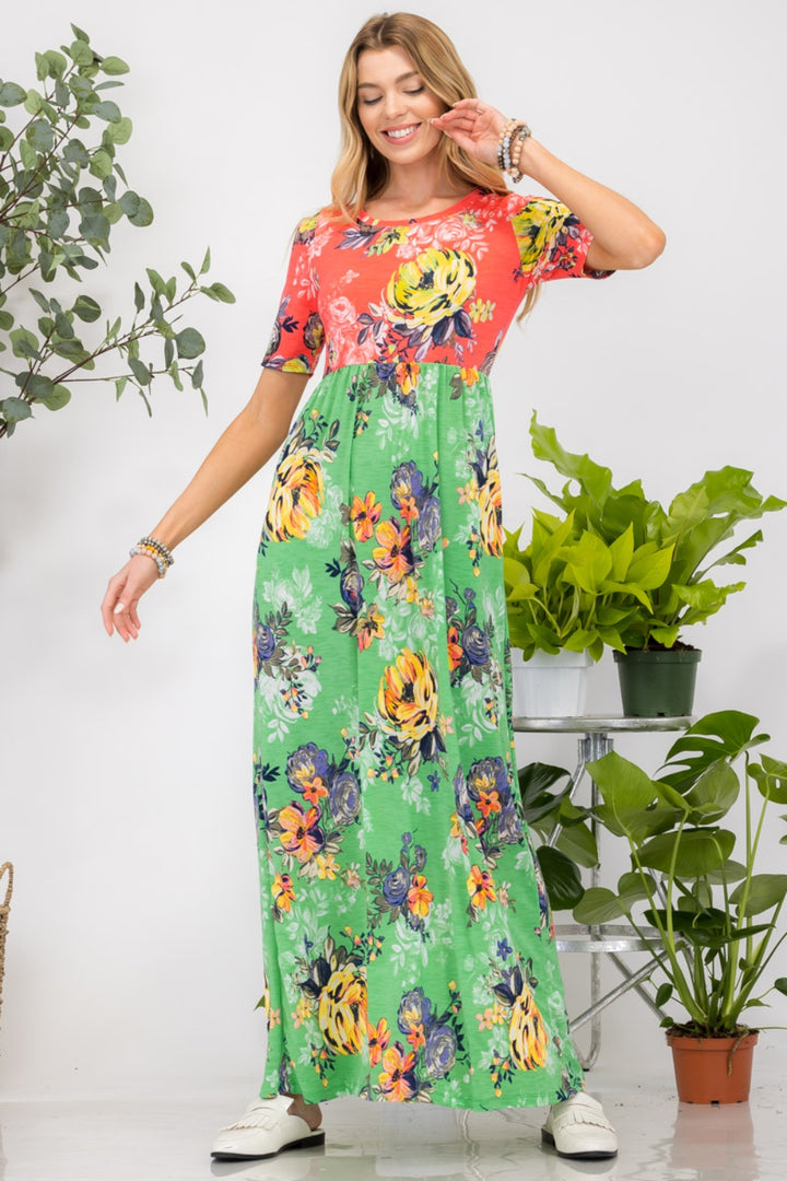 Celeste Full Size Short Sleeve Maxi Dress