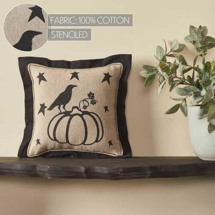 Raven Harvest Primitive Pumpkin Pillow