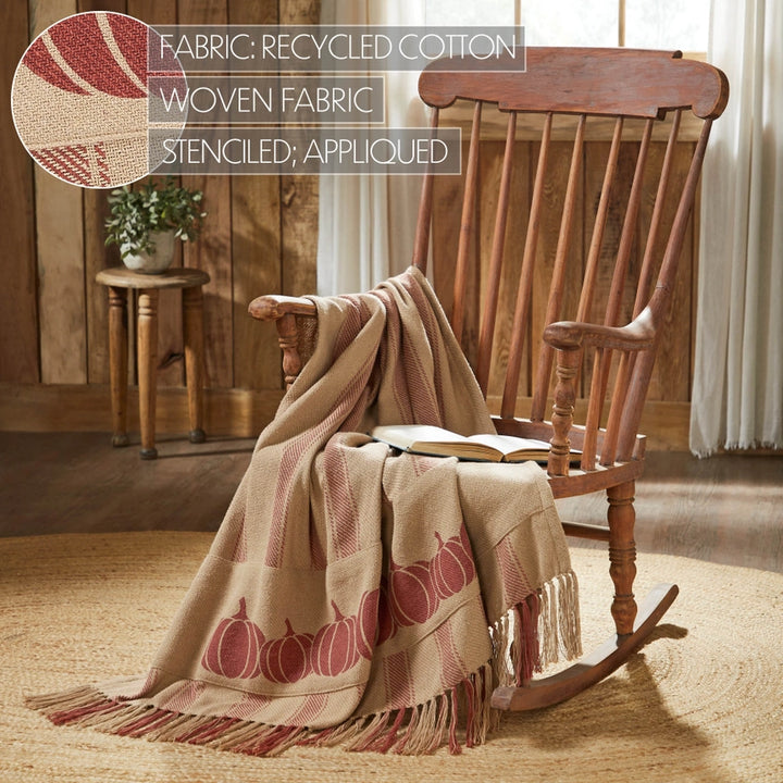 Harvest Blessings Pumpkin Patch Ticking Strip Woven Throw