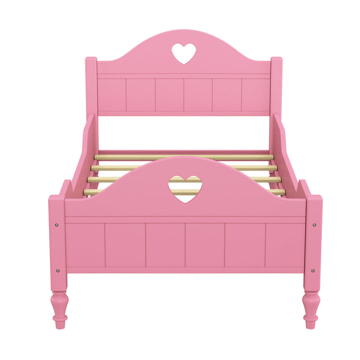 Love Princess Bed Macaron Twin Size Toddler Bed with Side Safety Rails, Headboard and Footboard