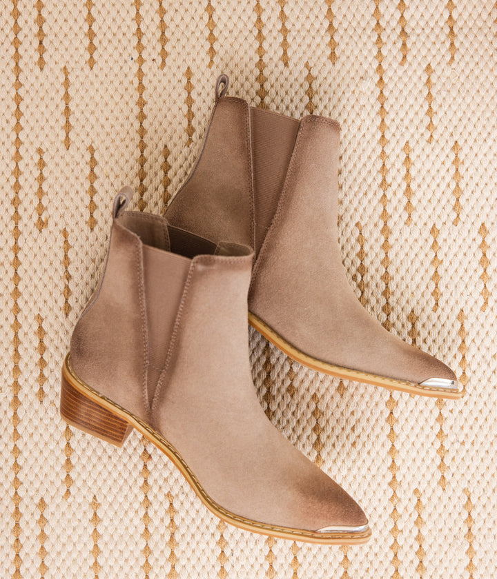 Wylie Suede Ankle Boot in Taupe